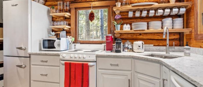 View of remodeled kitchen Lola's Lodge